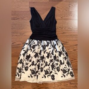 S.L. Fashions Black and White Floral Dress